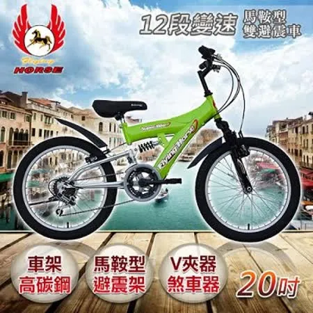 《飛馬》20吋12段變速馬鞍型雙避震車- 綠／銀520-10-3