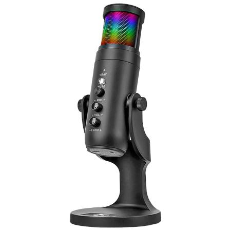 FJ七彩RGB心型指向USB電容麥克風BV2(直播必備)