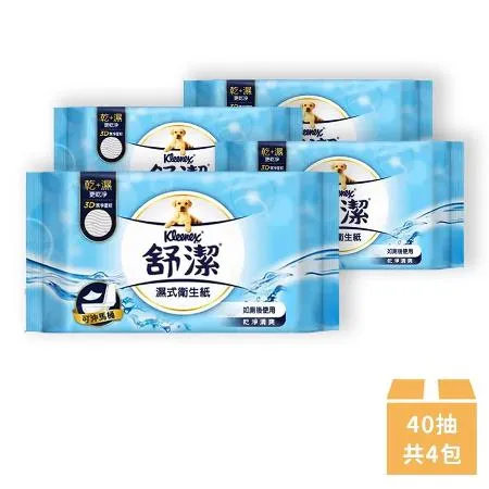 【Kleenex 舒潔】濕式衛生紙 40抽x4包(天然綠茶複合配方)