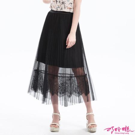 CLL巧玲瓏
優雅女伶細褶剪接蕾絲裙