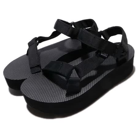 Teva 厚底涼鞋 W Flatform Universal 黑 全黑 女鞋 經典款 織帶 1008844BLK