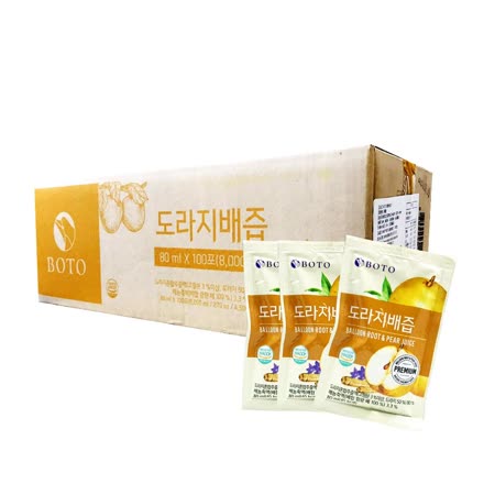 韓國 BOTO 桔梗水梨汁 隨身包 80ml x100包 (福利品)