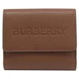 BURBERRY 8052828 LUNA 烙印LOGO牛皮釦式零錢短夾.咖