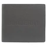 BURBERRY 8052882 經典烙印LOGO牛皮八卡短夾.鐵灰