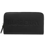 BURBERRY 8052831 ELMORE 烙印LOGO牛皮拉鍊長夾.黑