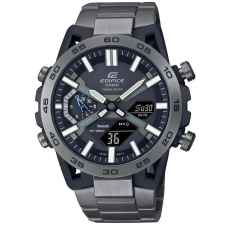 CASIO EDIFICE 藍牙連線 懸吊設計賽車太陽能雙顯腕錶 ECB-2000DC-1A