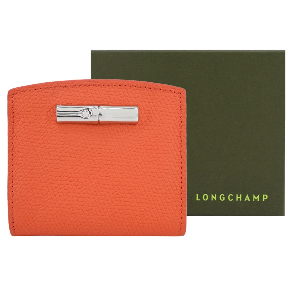 LONGCHAMP 
竹節卵石紋牛皮流線短夾