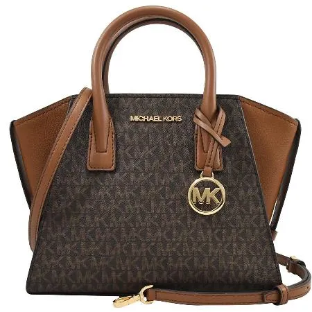 MICHAEL KORS AVRIL 滿版MK印花手提兩用包.深咖/咖