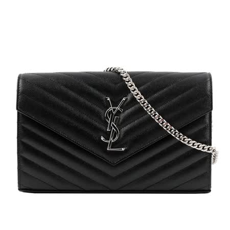 YSL MONOGRAM 
魚子醬V紋牛皮銀字包