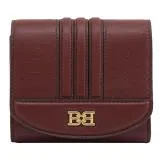 BALLY 6239258 BLESSY 金屬LOGO釦式三折零錢短夾.深紅