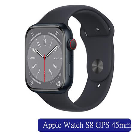 Apple Watch S8 GPS 45mm鋁金屬殼搭運動型錶帶(午夜/星光/紅/白)【預購-依訂單順序出貨】