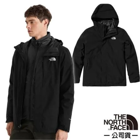 【The North Face】男新款 3效能 防水透氣防風耐磨連帽二件式外套(亞洲版型)/81RN-JK3 黑