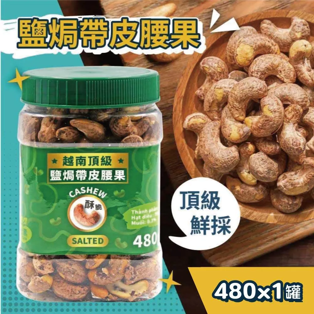 【VIETNAM CASHEW】越南 鹽焗帶皮腰果 480g X1罐