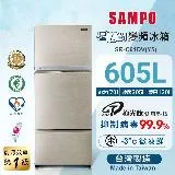 SAMPO聲寶 605L一級能效星美滿極光鈦三門變頻冰箱SR-C61DV(Y5)炫麥金