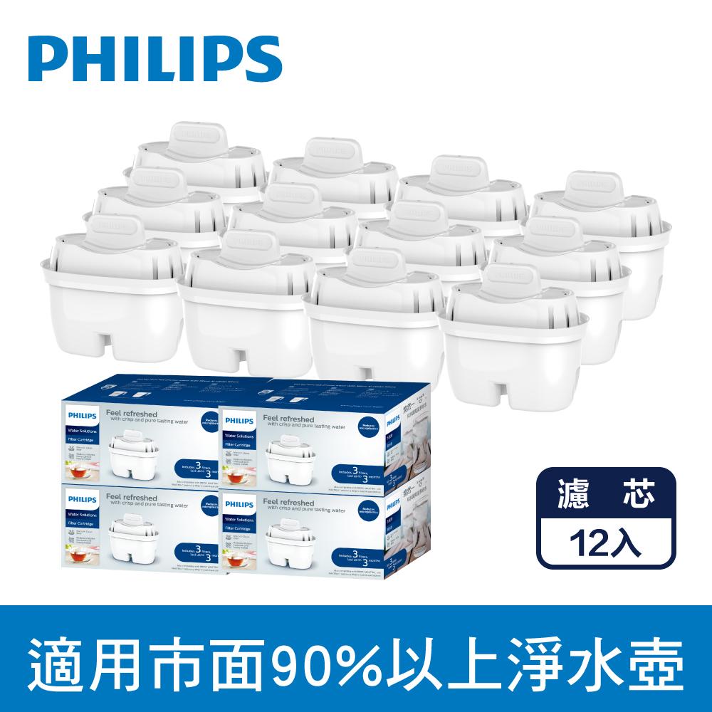 【Philips 飛利浦】AWP211超濾濾水壺濾芯12入-通用版(AWP211*4)