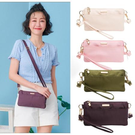 【PLAYBOY】斜背小包附手挽帶 尼龍系列 - 紫色