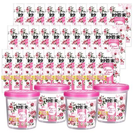 (免運)妙管家 防霉除濕桶(浪漫玫瑰)600ml(4入)+補充包600ml(30入)(重複使用型)