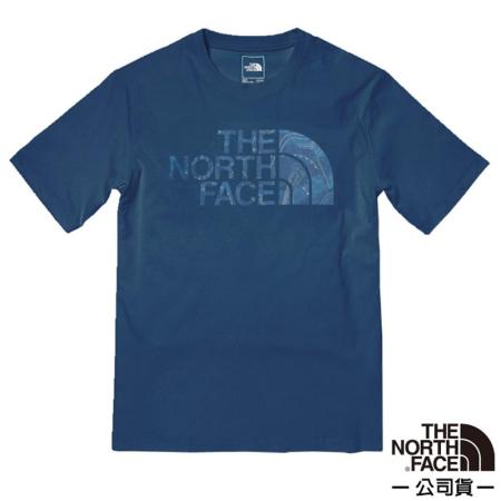 【美國 The North Face】男 FlashDry吸濕透氣短袖圓領T恤(亞洲版型)/7QVA-HDC 深藍