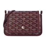 GOYARD PLUMET 經典LOGO翻蓋扁斜背包-酒紅