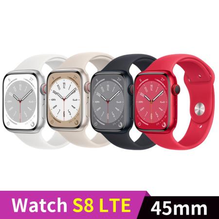 Apple Watch S8 LTE 45mm 鋁金屬錶殼配運動型錶帶