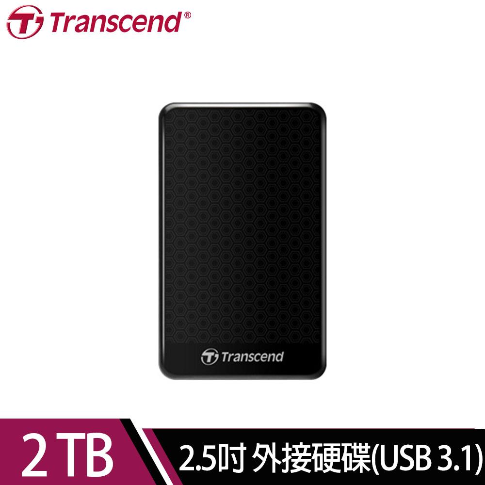 【Transcend 創見】StoreJet 25A3K 2TB 2.5吋USB 3.1 外接硬碟(經典黑)*
