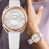 SWAROVSKI 施華洛世奇 Crystalline Glam 璀璨迷人時尚腕錶-5452459 玫瑰金X白皮  