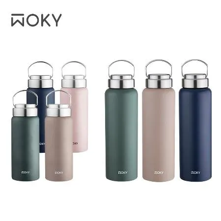 【WOKY沃廚】提手輕芯鈦瓷易潔層保溫瓶500ml+800ml