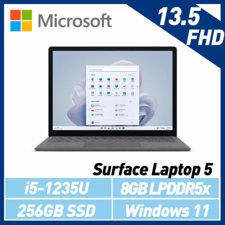 Microsoft微軟 Surface Laptop 5 13吋/i5/8G/256G/Win11白金QZI-00019