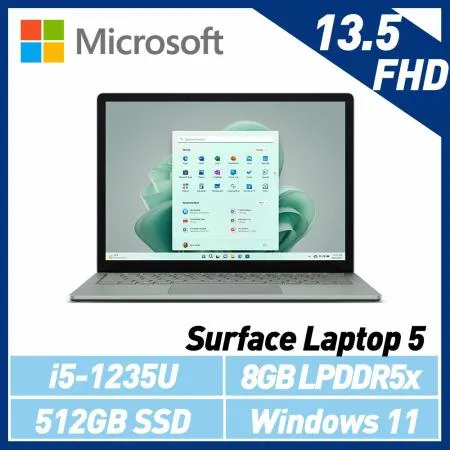 Microsoft微軟 Surface Laptop 5 13吋/i5/8G/512G莫蘭迪綠R1S-00060