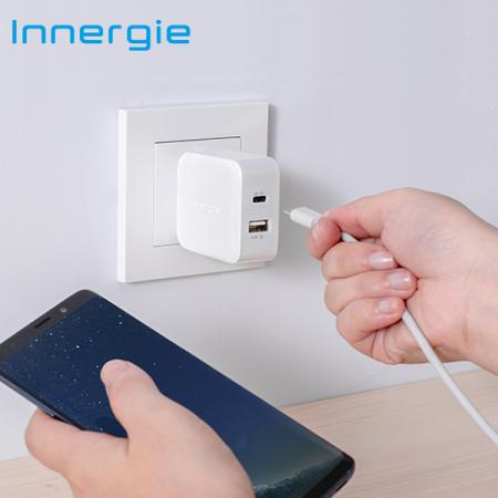 Innergie 台達電 27M 27瓦 極速充電器 USB-C & USB-A 雙孔充電 (ADP-27CB-BTA)