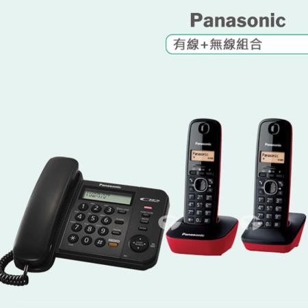 《Panasonic》松下國際牌數位子母機電話組合 KX-TS580+KX-TG1612 (經典黑+魅惑紅)