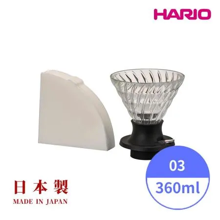 HARIO 日本製V60 SWITCH浸漬式耐熱玻璃濾杯03-360ml SSD-360B(送40入濾紙)