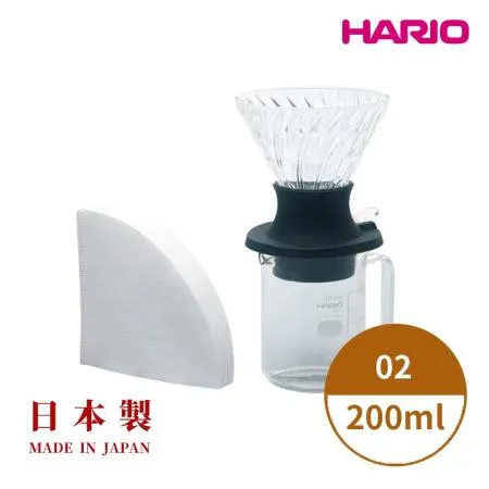 HARIO 日本製V60 SWITCH浸漬式耐熱玻璃濾杯分享壺組合02-200ml (送40入濾紙)