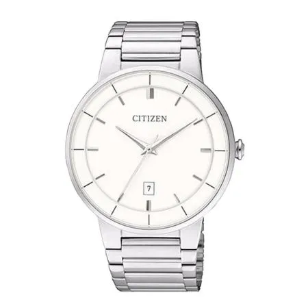 CITIZEN 星辰 石英男錶 不銹鋼錶帶 白色錶面 防水50米 ( BI5010-59A )