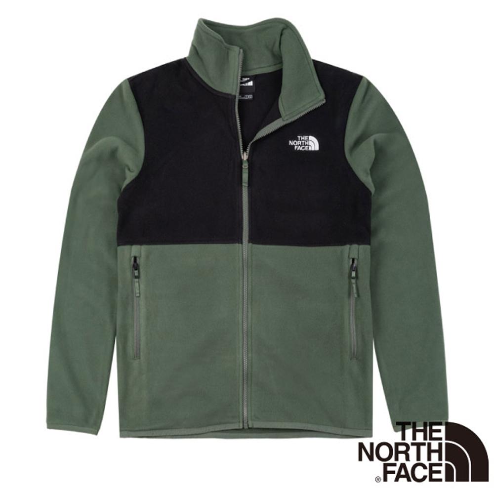 【美國 The North Face】男新款 拼接保暖立領抓絨外套.夾克/機能性運動衫/4NA3-NYC 綠色