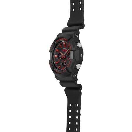 CASIO G-SHOCK 黑紅潮流雙顯太陽能腕錶 GAS-100BNR-1A