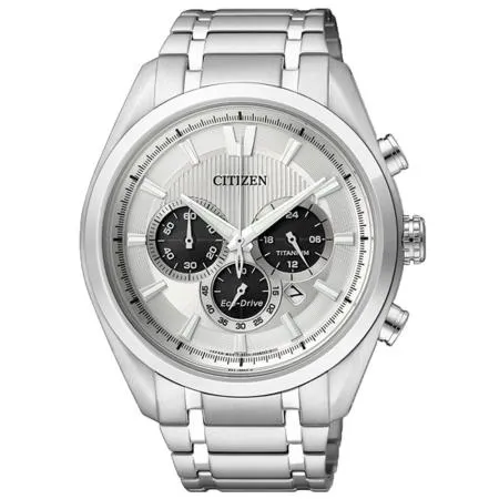 CITIZEN 星辰 光動能三眼男錶 鈦金屬錶帶 白色錶面 防水50米 ( CA4011-55A )