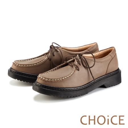 CHOiCE
牛皮縫線綁帶厚底帆船鞋