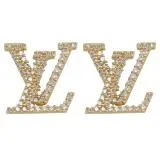 Louis Vuitton LV M00609 LV Iconic 經典水鑽LOGO造型針式耳環.金 現貨