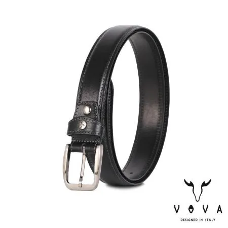 【VOVA 沃汎】台灣總代理 品味紳士 復古休閒皮帶-黑色/VA007-001-BK