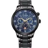 CITIZEN 星辰 光動能紳士時尚月相錶-42mm/藍x黑(AP1055-87L)