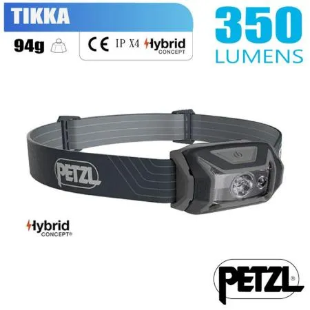 【法國 Petzl】 TIKKA 超輕量標準頭燈(350流明.IPX4防水).LED頭燈.電子燈/E061AA00 灰