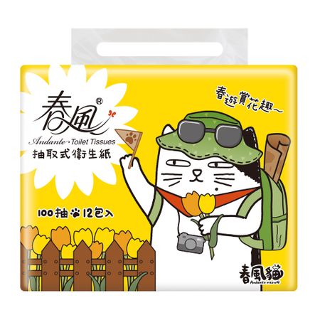 春風 黃阿瑪抽取式衛生紙 100抽x12包x6串