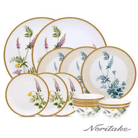 【日本 Noritake】富良野之春6人中餐飯盤組(加贈馬克杯6件組)