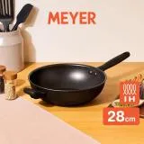 【MEYER 美亞】IH全黑陽極陶瓷不沾炒鍋28CM - MIDNIGHT鎧甲系列