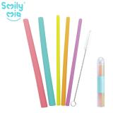美國《Smily Mia》矽膠吸管5入組-果凍色(吸管+吸管刷)