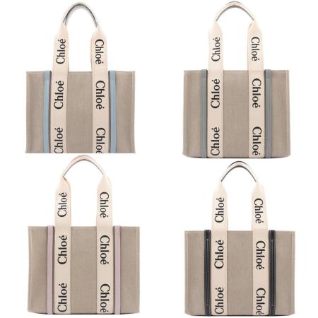 CHLOE
亞麻帆布拼牛皮托特包