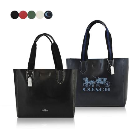 COACH 立體馬車LOGO荔枝紋皮革手提/肩背托特包(多色選)