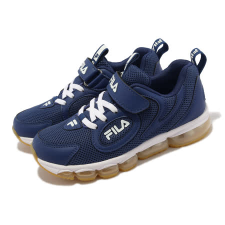 Fila 休閒鞋 J403W 童鞋 中大童 深藍 魔鬼氈 氣墊 經典 基本款 3J403X331