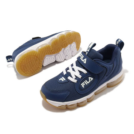 Fila 休閒鞋 J403W 童鞋 中大童 深藍 魔鬼氈 氣墊 經典 基本款 3J403X331
